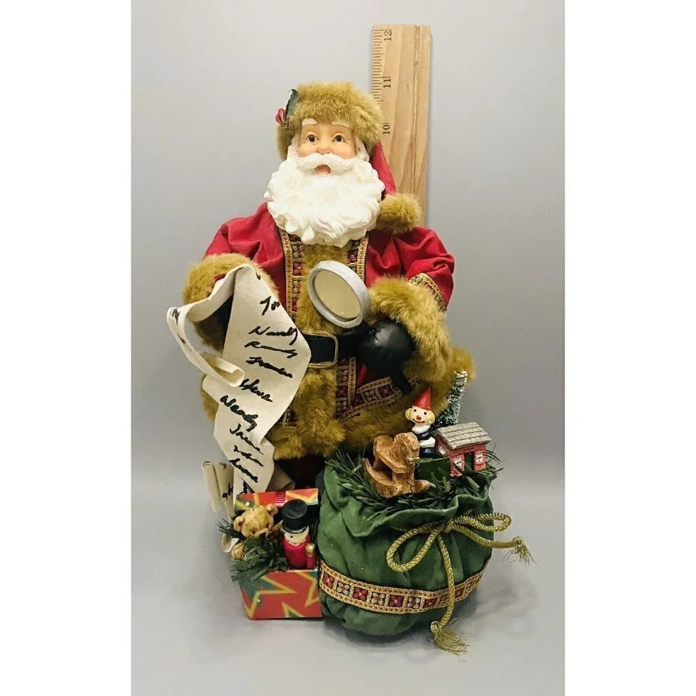 Kirkland Signature Fabric Mache Santa Claus 11” Naughty Nice Christmas Standing